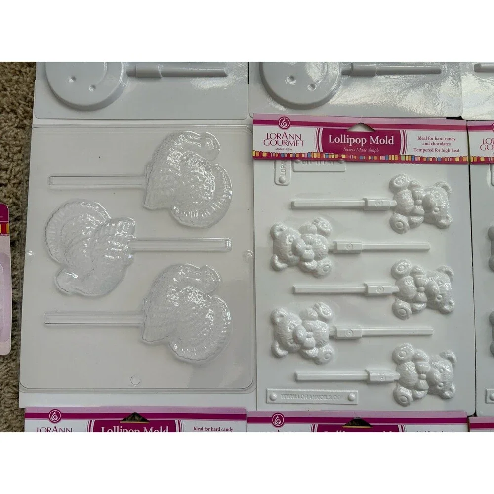 LOT 15 LorAnn Gourmet Plastic Lollipop Molds Ideal For Hard Candy & Chocolates